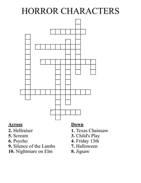 horror and mystery for two crossword clue|HORROR AND MYSTERY, FOR TWO .